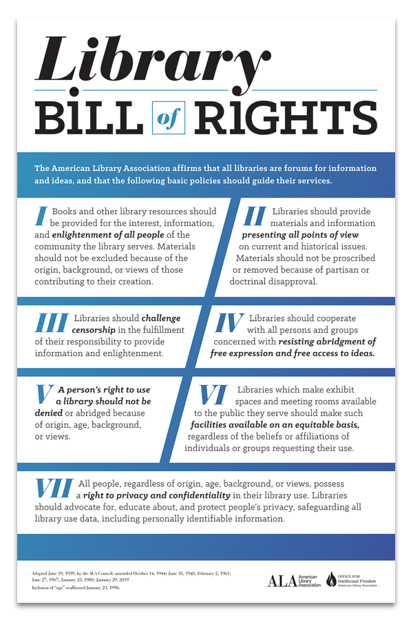 A graphic shows the Library Bill of Rights