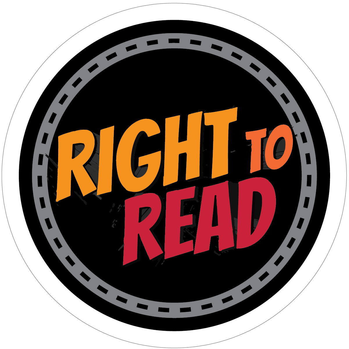 A graphic says "Right to Read" in orange and red letters in a black circle.