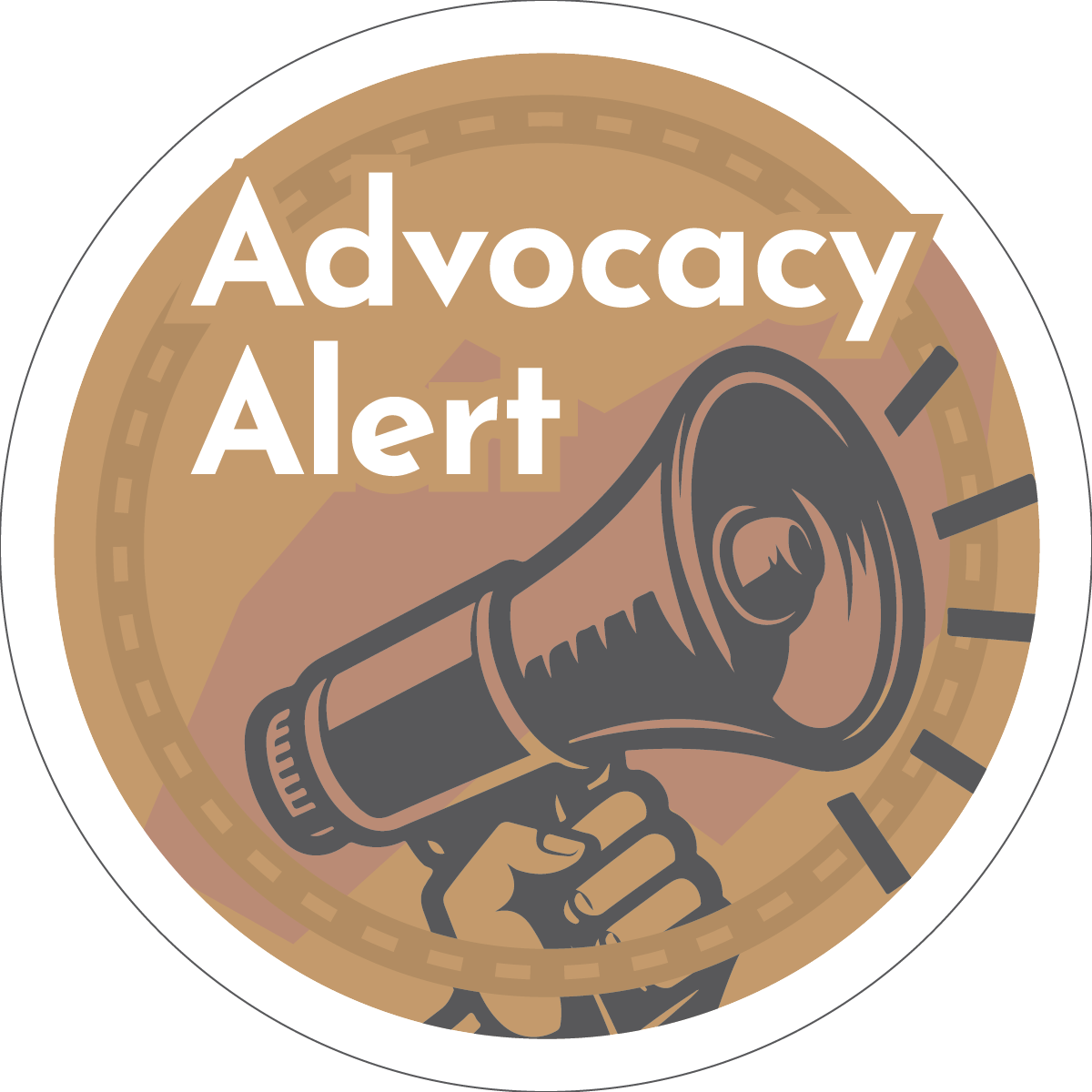 bullhorn and the words advocacy alert