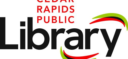 A logo says Cedar Rapids Public Library with green and red swoops.