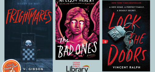 A graphic shows three book covers, "Frightmares," "The Bad Ones," and "Lock the Doors."