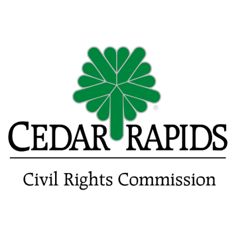 Logo of the Cedar Rapids Civil Rights Commission. City City of Five Seasons tree, in green, with the words, "Cedar Rapids Civil Rights Commission," in black.