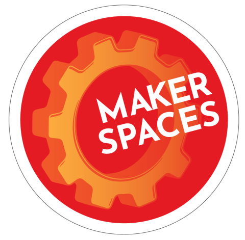 red maker spaces icon with gear